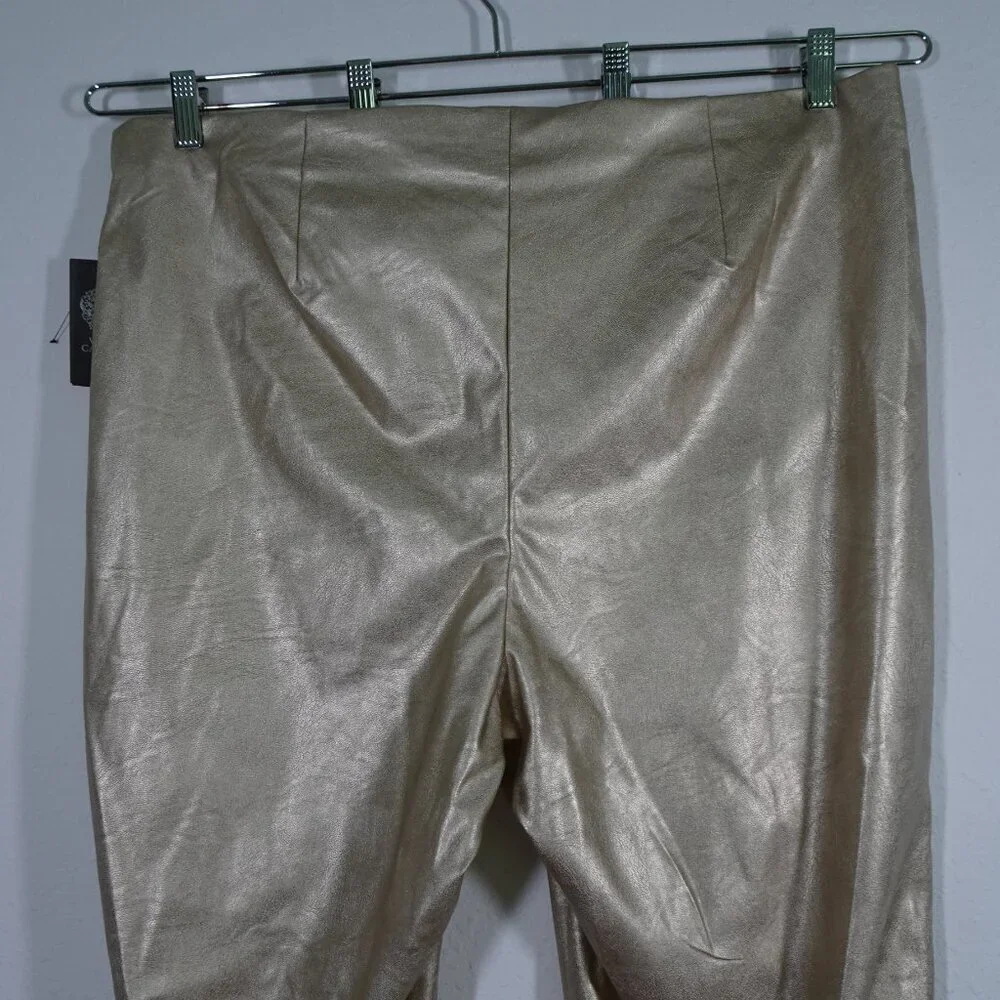 Vince Camuto Gold Pants Women's Plus Size 16W Straight Leg Party Holiday Vegan - Picture 7 of 11